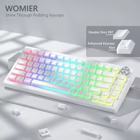 Womier 130 Keys Pudding Shine Through Keycaps OEM Profile Double Shot PBT Keycaps for Cherry MX Swit