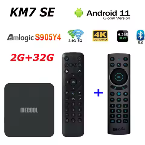 Google Certified 4K Set Top Box Mecool KM7 SE TV Box LPDDR4 2GB RAM 32GB Dual Wifi BT5.1 Support AV1