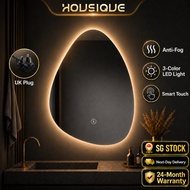 HSQ Irregular Aesthetic Bathroom Mirror Smart LED Toilet Mirror With Light Frameless Decorative Wall