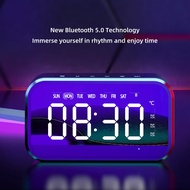 Hot IntelligenceAIBluetooth Speaker Mirror Clock Alarm Clock Mini Pluggable Radio Audio Creative Gift