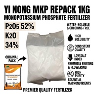 【BAJA FOLIAR GALAK BUNGA BUAH】Yi Nong MKP REPACK 1KG / Monopotassium Phosphate / P2O5 52% / K2O 34%
