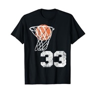 Men's cotton T-shirt Vintage Basketball Jersey Number 33 T-Shirt Player Number 4XL , 5XL , 6XL