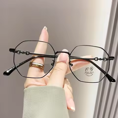 Ultralight Glasses Women Men Anti Blue Rays Polygon Frame Eyeglasses Anti-radiation Eyeglasses Korea