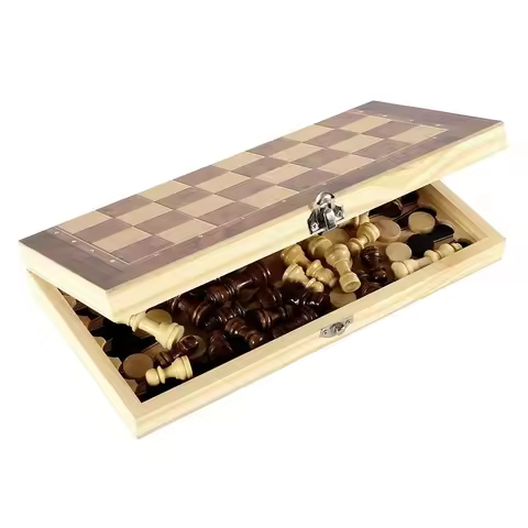 3 in 1 Chess Game Board Folding Storage Wooden Chess Board Sets Exquisite Chess Set for Chess Board