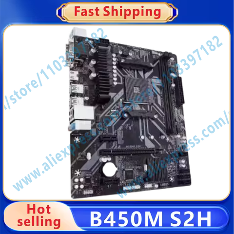 B450M S2H AMD B450 AM4 2xDDR4 DIMM 32 GB PCI-E 3.0 1xM.2 SATA3 USB 3.1 HDMI DVI-D VGA Micro ATX moth