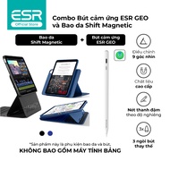 Combo White ESR GEO Stylus Pen and ESR Shift Magnetic Leather Case with 9 customizable viewing angle