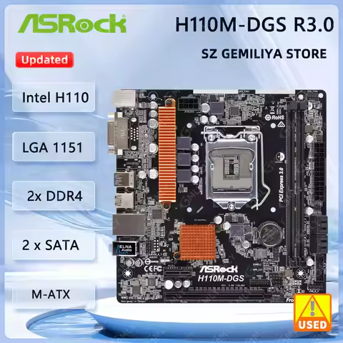 ASRock H110M-DGS R3.0 Motherboard Intel Intel H110 LGA 1151 DDR4 32GB Micro ATX support i5-7600 i5-6