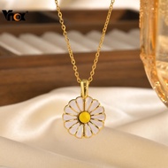 Vnox Daisy Pendant Diy Custom Necklace for Women Girls, Stainless Steel Opening and Closing Necklace