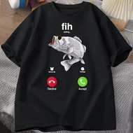 Funny Fish T-Shirt "Fish Call" Break Fisherman's Clothing Casual Men's Cotton Strong