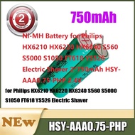 Ni-MH Battery for Philips HX6210 HX6220 HX6240 S560 S5000 S1050 FT618 YS526 Electric Shaver 2*750mAh