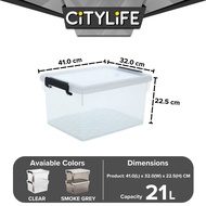 Citylife 21L PIATTO Transparent Organizer Stackable Storage Container Box X-6268
