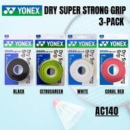 YONEX Tennis Grip Tape Dry Super Strong GRIP AC140 ( White / Coral Red / Citrus green / black )