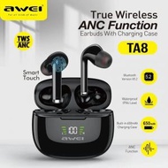 AWEI - 用維 TA8 藍牙耳機 無線耳機 真無線 ANC 主動降噪 5.2 無線藍牙耳機 高端雙耳 入耳式 新款 運動 無延遲 超長續航 高音質 高品質用料做工
