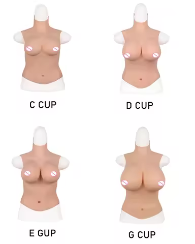 5G High Neck Sleeveless Crossdressing Realistic Silicone C-G Cup Breast Form Suit Fake Boobs For Tra