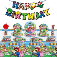 Super Mario Bros Theme Disposable Tableware Sets For Kids Birthday Party Decoration Supplies