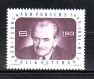 【流動郵幣世界】奧地利1975年費迪南保時捷誕辰100週年郵票