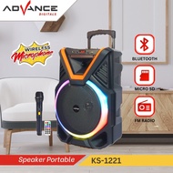 Speaker Bluetooth Portable Advance 12 Inch KS-1221 Bonus Mic Wireless Karaoke Super Bass / Speaker M