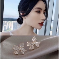 korean bow diamond earring ribbon earring