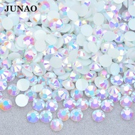 JUNAO Bulk Package 2 3 4 5 6mm Jelly White AB Rhinestone Flat Back Crystal Stones Nail Art Decoratio