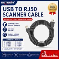 SOTESIN 2m/3m/5m USB Barcode Scanner Cable Compatible for Symbol Zebra Motorola USB to RJ45 CBA-U01-