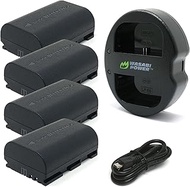 Wasabi Power LP-E6, LP-E6N Battery (4-Pack) & Dual USB Charger for Canon EOS 5D II/III/IV, 5DS, 5DS