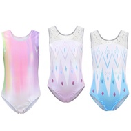 (SG SELLER) Girls Children Kids Pastel Gymnastics 1-piece Leotard Outfit Elastic Sleeveless Printed Suit