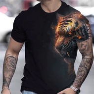 T Tiger Printed t-Shirt 3D Animal Men's Shirt Summer 6xl Short-Sleeved Men's Pullover Oversized Top t-Shirt Men's Clothing