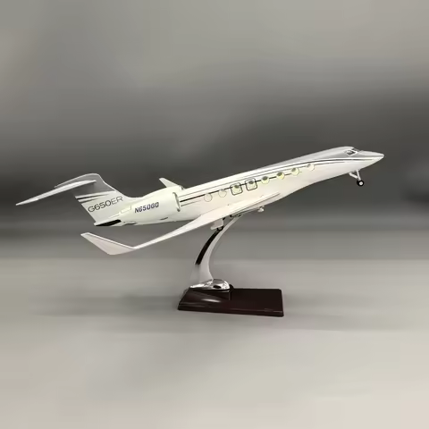 1/50 Scale Aircraft 45cm Simulation Gulfstream G650ER Business Jet Model Airplanes With Induction La