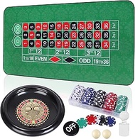 DAYUMKOU Roulette Wheel Set Includes 16'' Roulette Wheel, 200 Casino Chips, Green Roulette Mat, Chip