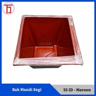 Bak Air Mandi Fiber | Fibre Segi 55 ID Merah Maroon