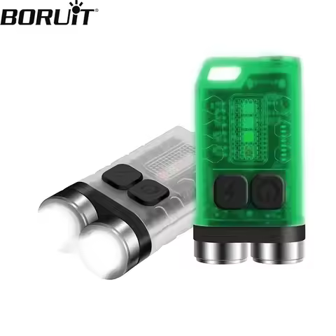 BORUiT V3 Keychain UV LED EDC Flashlight Type-C Rechargeable Work Light Torch with Magnet Waterproof