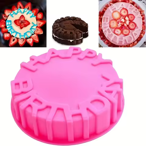 1Pc Round Birthday Letter Cake Silicone Mold 3D Mousse Handmade Cake Jelly Egg Tart Bread Mold Bakin