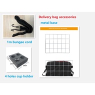 Food Delivery Bag Metal Rack, Bungee Cord, Cup holder for Thermal Bag, Motorbike, Motorcycle, Bicycl
