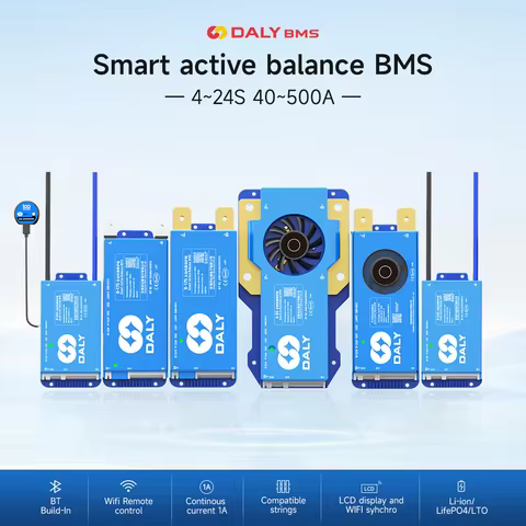 Daly Smart BMS LiFePo4 4S 12V BMS 4S 8S 16S 72V 48V 40A 60A 100A 150A 200A 250A 300A Li-Ion BMS 3.2V