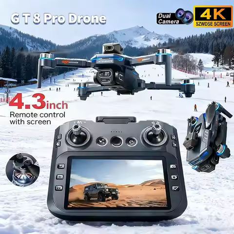 GT8 Drone 6K HD Camera Obstacle Avoidance Aerial Photography Brushless Drone with Screen Foldable RC