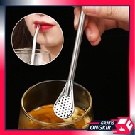 Free Shipping - H6145 Stainless Steel Spoon & Straw 2 in 1 Straw Spoon/ 2 in 1 Food Grade Stainless 