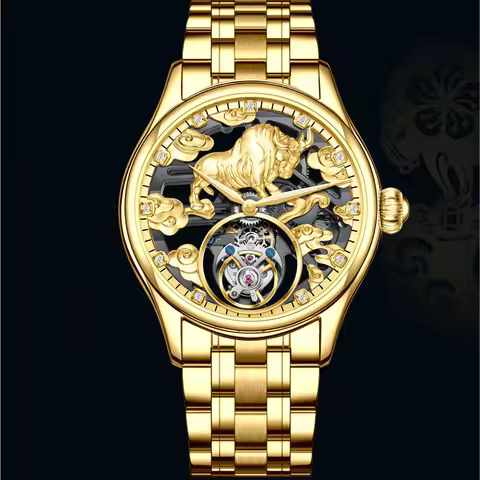 AESOP Real Tourbillon Movement Skeleton Mechanical Watch For Men Top Brand Luxury Watches Waterproof