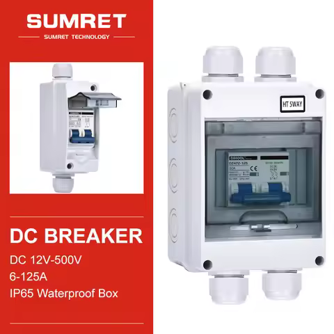 PV DC 12V 24V 500V Circuit Breaker Solar Battery Inverters 2P MCB 16A 40A 63A 100A 125A With IP65 Wa