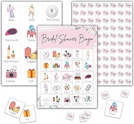 Bridal Shower Bingo Games - Blush Pink Floral Bingo Card - 24 Players Bingo Game Set for Adult Famil