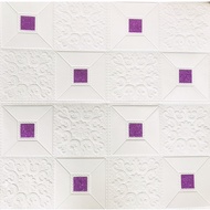 PROMO 20 LEMBAR!!! Wallpaper dinding 3D Foam Motif Bunga Motif Kotak Vienna TERLARIS