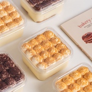(50pcs)400ml Square Plastic dessert Food Container microwaveable kek moist coklat steam cheesekut sp
