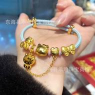9.13-Gold Shop Same Style Brass Gold-Plated hellokitty Cat Braided Rope Bracelet Crown KT Cat Bracel