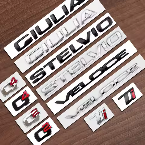 1pcs 3D ABS Q2 Q4 Giulia Stelvio Veloce Ti Badge Emblem Car Stickers For Alfa Romeo Rear Boot Refit 