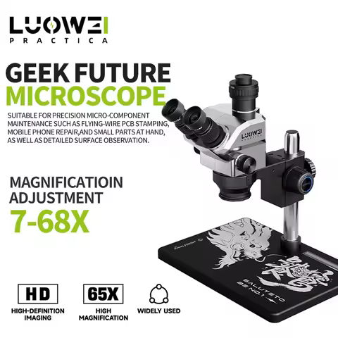 LUOWEI LW-TR03-B3TV Galileo 7-68X Trinocular Microscope for Mobile Phone Tablet Motherboard PCB Sold