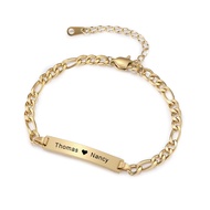 INBLUE Personalized Customized Bar Bracelets Engraved Name for Women Girlfriend with Adjustable Chai