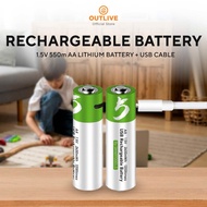 USB Rechargeable Li-ion Battery 1.5V 550m AA AAA Lithium USB battery + USB cable