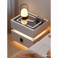Smart Bedside Table with Lock Wireless Charging Bluetooth Audio Household Solid Wood Storage Cabinet