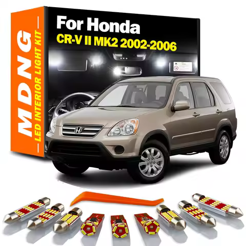 MDNG 9Pcs License Plate Lamp LED Interior Map Dome Light Kit For Honda CRV CR-V II MK2 2002 2003 200