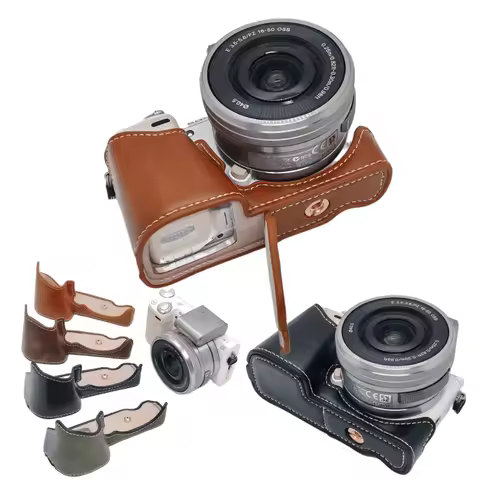 PU Leather Camera Half Case for Sony NEX5 NEX-5 NEX5R NEX-5R NEX5T NEX-5T NEX5C NEX-5C Battery Openi