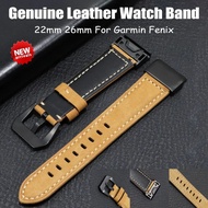20mm 22mm  26mm Genuine Leather Watch Band For Garmin Fenix 6 6X Pro 5 5X Plus 3HR WatchBand Fenix6 Fenix5 Replacement Straps